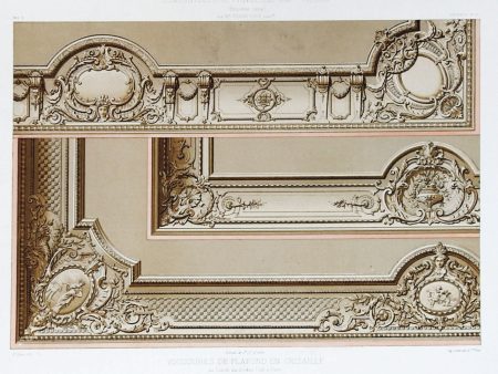 1870 s French Paris Jockey Club Architectural Ornament Lithograph For Sale