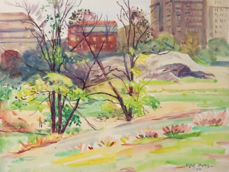 1924 Central Park New York Egbert Cadmus Watercolor Painting Online Hot Sale