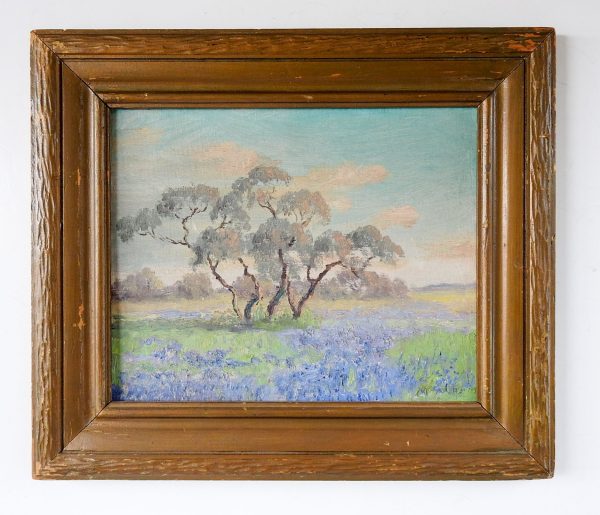 1938 Bluebonnet Landscape Painting By Peggy McMahan For Cheap