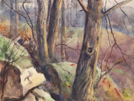 1914 Egbert Cadmus Rocky Hillside Watercolor Painting Supply