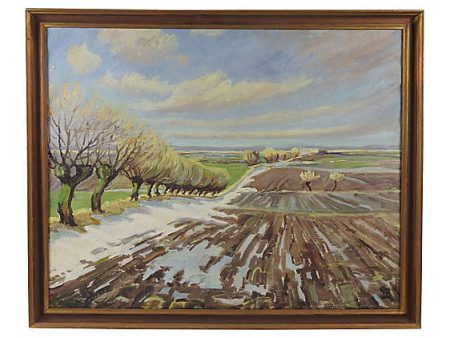 Winter Fields Oil on Linen Hot on Sale