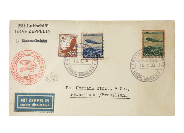 1936 Graf Zeppelin Germany to Brazil Airship Stamp Cover on Sale