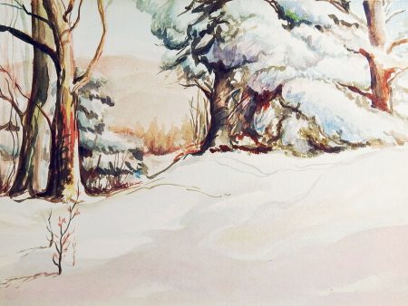 Winter Forest Watercolor Painting Online Sale