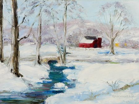 Winter Landscape Painting With Bridge Online