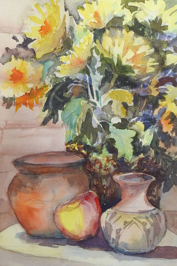 Yellow Daisies Floral Still Life Watercolor Painting Hot on Sale