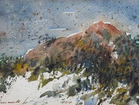 1959 Mountain View Watercolor Painting For Sale