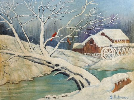 Winter Waterwheel Painting Online Sale