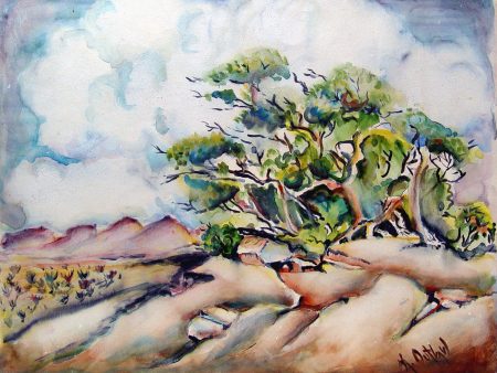 Windswept Landscape Watercolor For Cheap