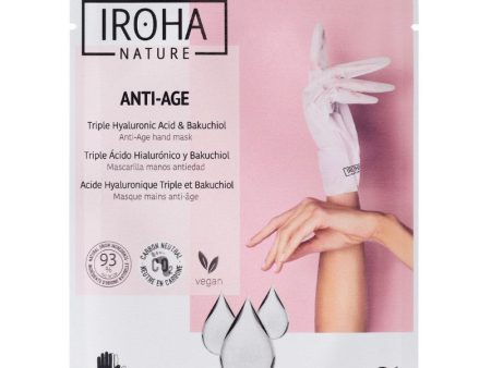 Kaukė rankoms Iroha Anti-Age Hand Mask Triple Hyaluronic Acid & Bakuchiol NHAND915 brandžiai odai su hialurono rūgštimi, 1 pora pirštinių For Cheap