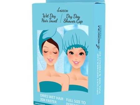 Dušo kepurėlė ir turbanas plaukams Be Osom Shower Cap & Hair Turban Aquamarine, OSOM04H1, melsvos spalvos Discount