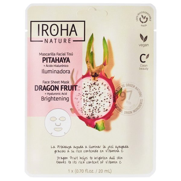 Skaistinamoji veido kaukė Iroha Brightening Face Sheet Mask Dragon Fruit & Hyaluronic Acid MTIN27, su drakono vaisiumi ir hialurono rūgštimi Online now